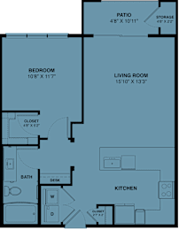 Floor Plan  1 bed 1 bath V at Bridge at Speyside Apartments, Texas, 78754