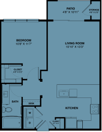 A3a 1 bedroom apartment floorplan at the Park at Speyside