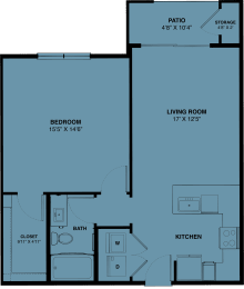 A3b 1 bedroom apartment floorplan at the Park at Speyside