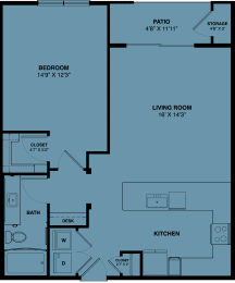 A3c 1 bedroom apartment floorplan at the Park at Speyside