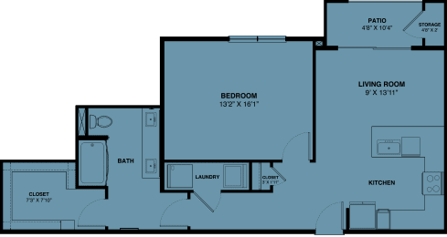 A5 1 bedroom apartment floorplan at the Park at Speyside