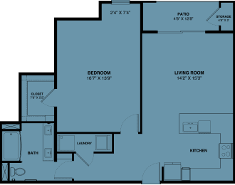 A7 1 bedroom apartment floorplan at the Park at Speyside
