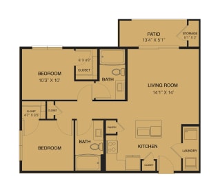 Floor Plan  a floor plan of a bedroom apartment