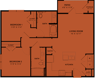 Floor Plan  2 bed 2 bath S at Bridge at Speyside Apartments, Austin