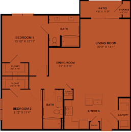 Floor Plan  2 bed 2 bath U at Bridge at Speyside Apartments, Austin, TX, 78754