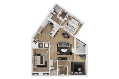 2 bed 2 bath F at Park South Apartments, Austin, TX