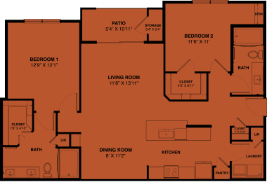 B4a 2 bedroom apartment floorplan at the Park at Speyside
