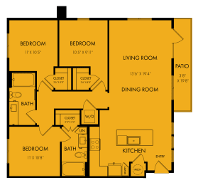 Floor Plan  C1 Three Bedroom Floor Plan at Windsor Park Towers
