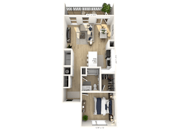 A1-2 Floor Plan at Upper Vue Flats, Dublin, OH, Ohio, 43016