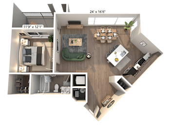 1 bedroom apartment floor plan - the A4 at Avant Apartmentss