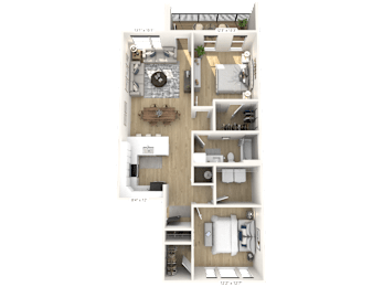 B1 Floor Plan at Upper Vue Flats, Ohio