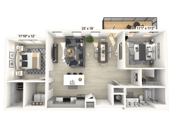 2 bed 1 bath at Luxe 360 on Centerpointe Apartments, Midlothian, Virginia