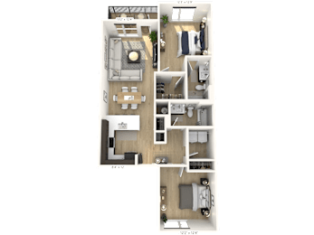 C1 Floor Plan at Upper Vue Flats, Ohio, 43016