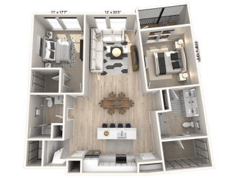 C21 - 2 Bedroom 2 Bathroom Floor plan at Ironwood Flats, Florida
