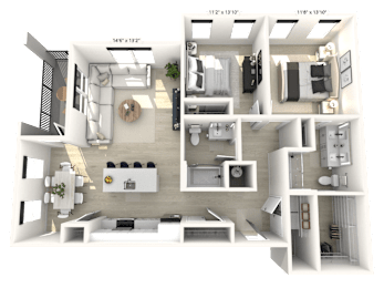 2 bed 2 bath F at Luxe 360 on Centerpointe Apartments, Midlothian, Virginia