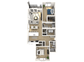 D1-1 Floor Plan at Upper Vue Flats, Dublin, OH, 43016