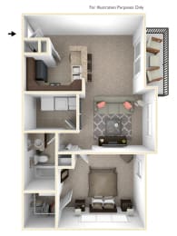 1-Bed/1-Bath, Franklin Floor Plan at Irene Woods Apartments, Collierville, 38017