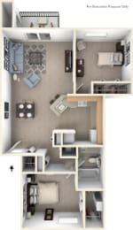 Two Bedroom Traditional - GR Floorplan at Gull Prairie/Gull Run Apartments and Townhomes, Kalamazoo, Michigan