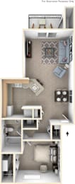 One Bedroom Traditional - GR Floorplan at Gull Prairie/Gull Run Apartments and Townhomes, Kalamazoo, 49048