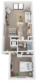 One Bedroom Floor Plan at Hampton Lakes Apartments, Michigan, 49534