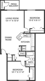  Floor Plan Two Bedroom One Bath Stackable