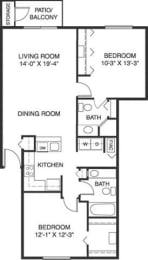  Floor Plan Two Bedroom Two Bath Full Size
