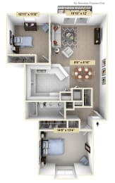 Two Bedroom Juniper with Split Bedrooms at Thornridge Apartments, Grand Blanc, Michigan