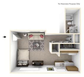 Studio, Larkspur Floor Plan at Eastgate Woods Apartments, Batavia, OH