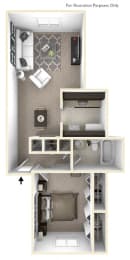 1-Bed/1-Bath, Mahonia Floor Plan at The Landings, Westland, Michigan