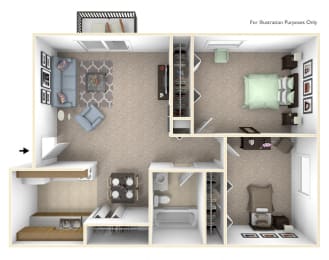 2-Bed/1-Bath, Marigold Floor Plan at Lake in the Pines, Fayetteville, 28311