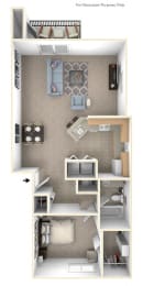 One Bedroom End Floor Plan at Arbor Lakes Apartments, Indiana, 46516