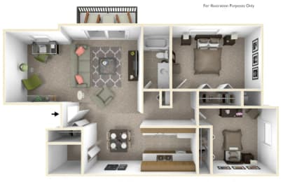 BH Dahlia Deluxe Floor Plan at Beacon Hill and Great Oaks Apartments, Illinois