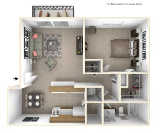 Orchid Floor Plan at Beacon Hill and Great Oaks Apartments, Rockford