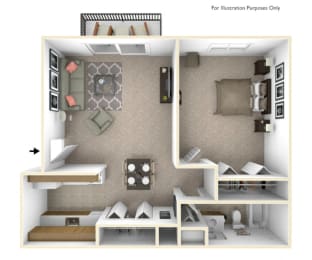 BH Primrose Floor Plan at Beacon Hill and Great Oaks Apartments, Illinois, 61109