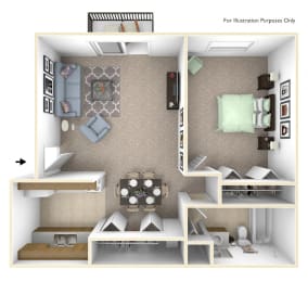 1-Bed/1-Bath, Primrose Floor Plan at Lake in the Pines, Fayetteville, NC, 28311