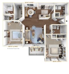 Roanoke_Grand Floor Plan at Sunscape Apartments, Roanoke