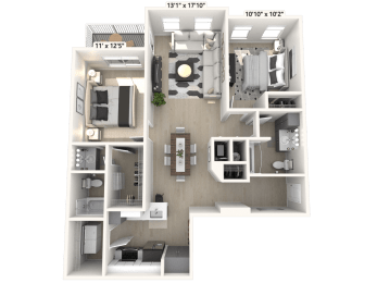 The Capital - 2 BR 2 BA Floor Plan at Alexandria of Carmel Apartments, Indiana