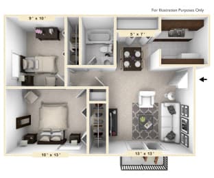 The Dove - 2 BR 1 BA Floor Plan at Pheasant Run, Lafayette