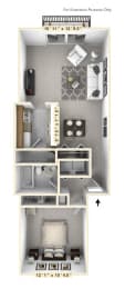 The Lakeshore - 1 BR 1 BA Floor Plan at WaterFront Apartments, Virginia