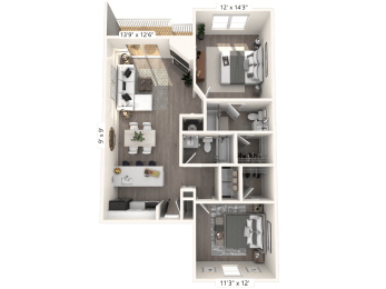 2 bed 2 bath Retreat Layout at The Vinings Apartments in Richmond, VA 23234