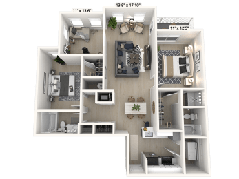 An Aerial View of the Union Floor Plan  at Alexandria of Carmel Apartments, Indiana, 46032
