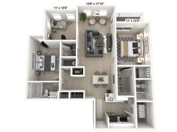 An Aerial View of the Union Floor Plan  at Alexandria of Carmel Apartments, Indiana