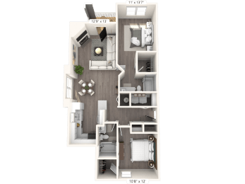 The Vintage - 2 BR 2 BA Floor Plan at The Vinings Apartments, Richmond, VA, 23234