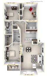 The Washington - 3 BR 2 BA Floor Plan at Enclave Apartments, Midlothian, VA, 23114