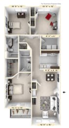The Wilson - 3 BR 2 BA Floor Plan at Enclave Apartments, Midlothian, VA