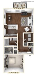 The Wright - 1 BR 1 BA Floor Plan at Avellan Springs Apartments, Morrisville