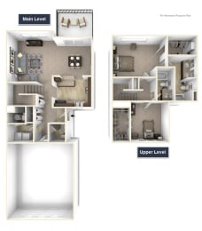 Trillium - No Basement Floor Plan 2 BR 2.5 BA at Killian Lakes Apartments and Townhomes, Columbia, South Carolina 29203