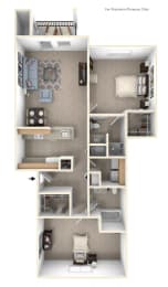 2 Bed 2 Bath Two Bedroom (Style II) Floor Plan at Black Sand Apartment Homes, Nebraska