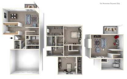 Two Bedroom  Two Bathroom - Two-Story Floorplan at Foxwood and The Hermitage, Portage, MI