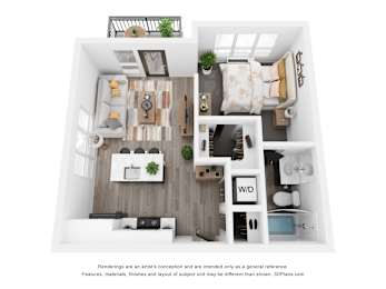 Pine Floor Plan at Uptown Square Apartments, Troy, MI